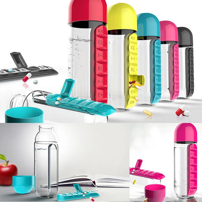 Water Bottle with Pillbox Organizer