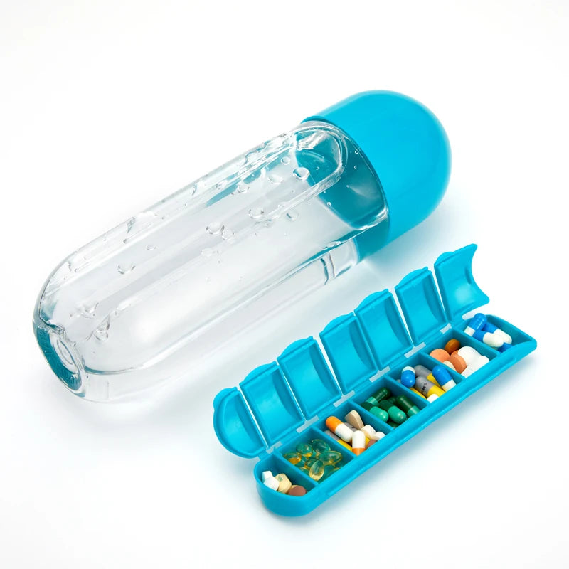 Water Bottle with Pillbox Organizer