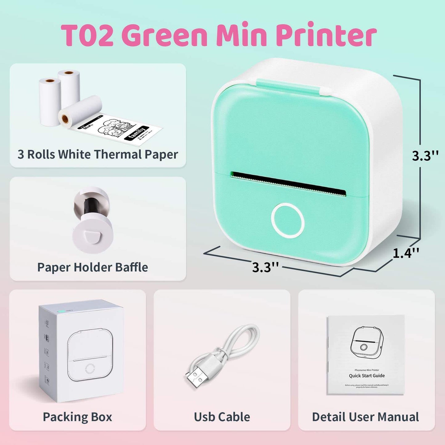 Inkless Portable Mini Printer (Bluetooth)...