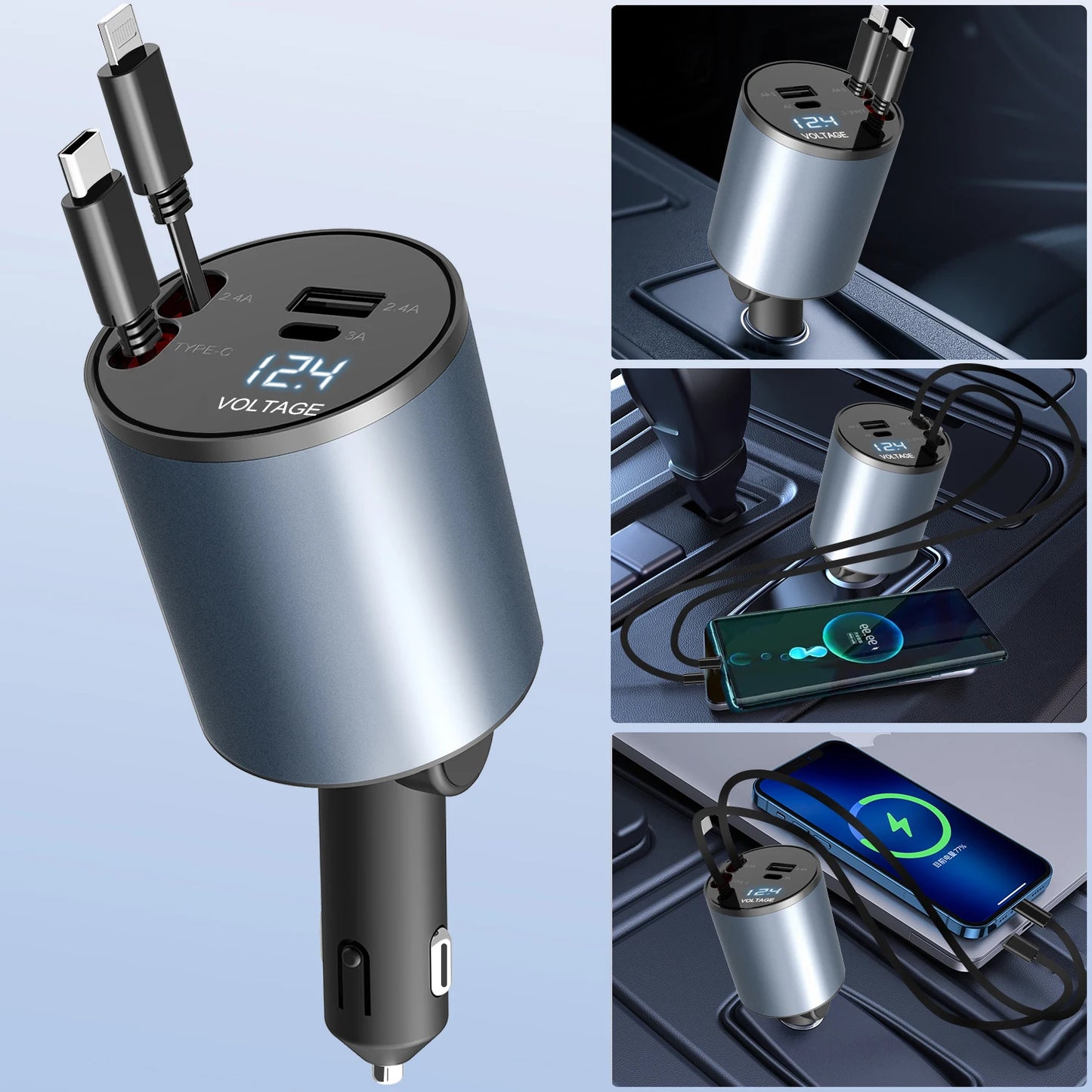 New 4 IN 1 Car Fast Charger